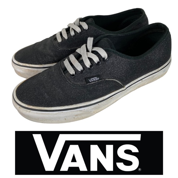 Vans Low Top Skater Sneakers Shoes Womens 8 Black Sparkle Glitter - Picture 3 of 9